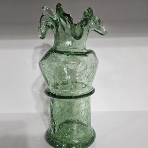 Rainbow Glass Hand-Blown Crackle Vase